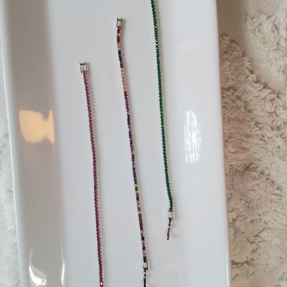Pretty Bird Green, Multicolor and Pink Gemstone Bracelets - Picture 5 of 6